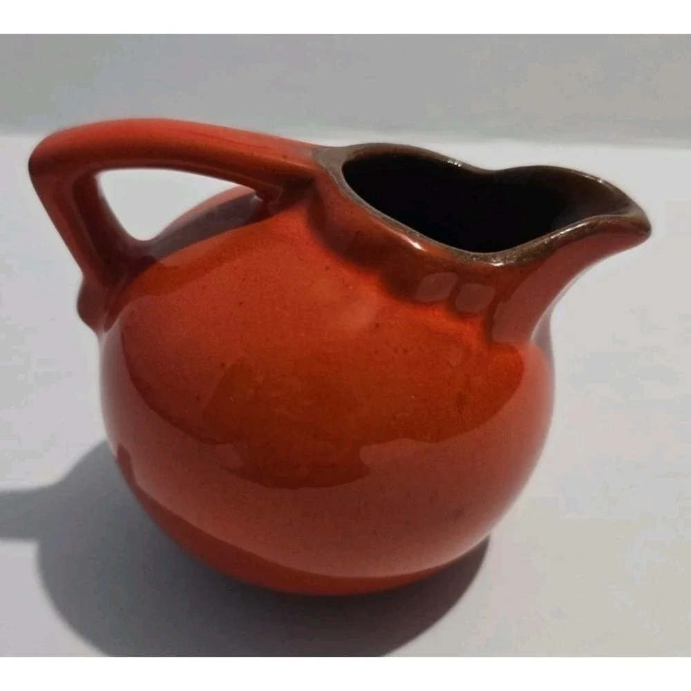 RARE Find Vintage Frankoma Pottery Red Mini Ball Creamer Pitcher #553